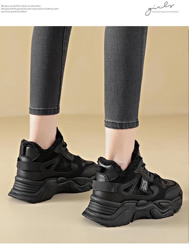 Damskie czarne ocieplane polarem buty robocze typu high-top ze stalowym noskiem