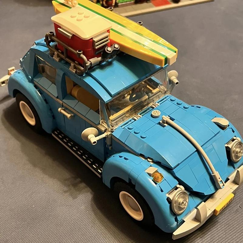 Technical Classic Blue Beetle Car Building Blocks Creative Beetle Vehicle Model Bricks Toys for Kid Birthday Gifts