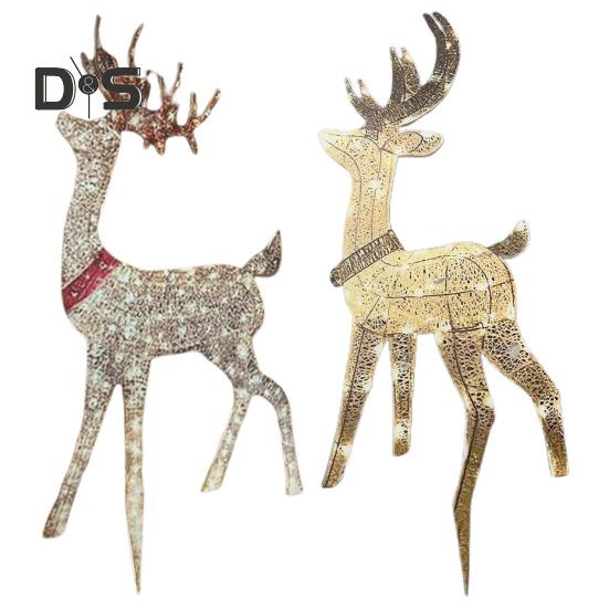Christmas Lighted Reindeer Decorations Glowing Plastic Deer Ornaments with LED Lights for Indoor Outdoor Holiday Display