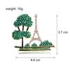Creative Diamond Green Tree Tower Brooch Personalized Green Eiffel Tower Brooch Pin Clothing Accessories
