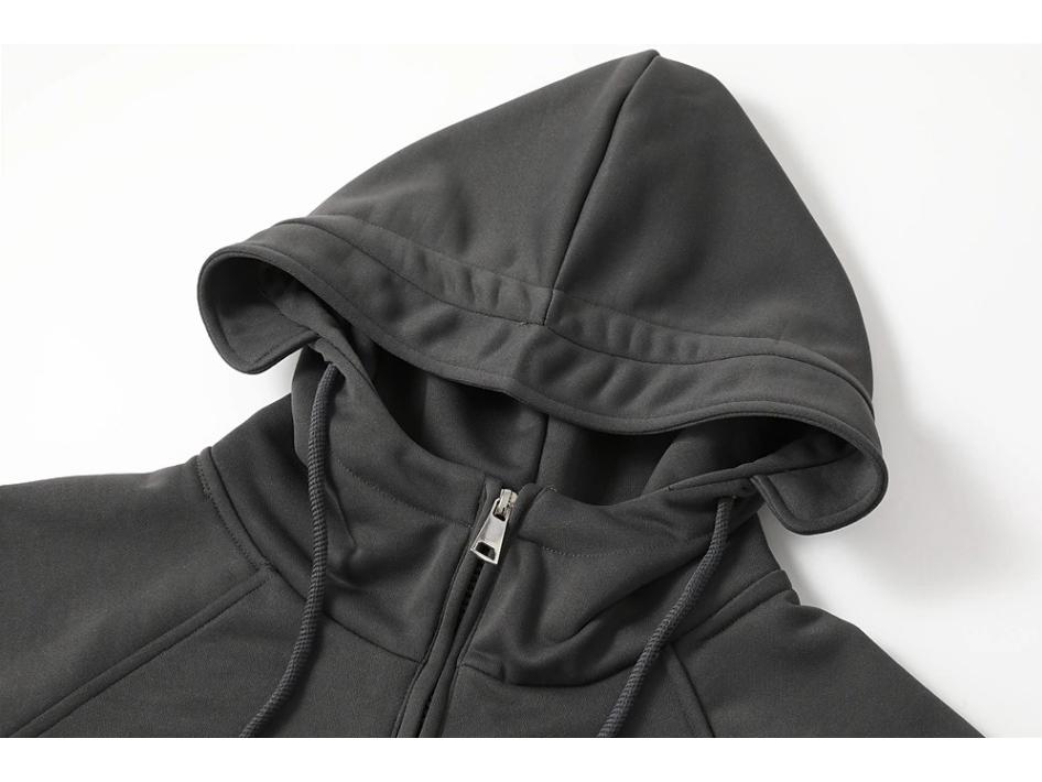 Men's Multi-Pocket Hooded Leather Patch Sweatshirt Jacket for Spring and Autumn - European & American Youth Style