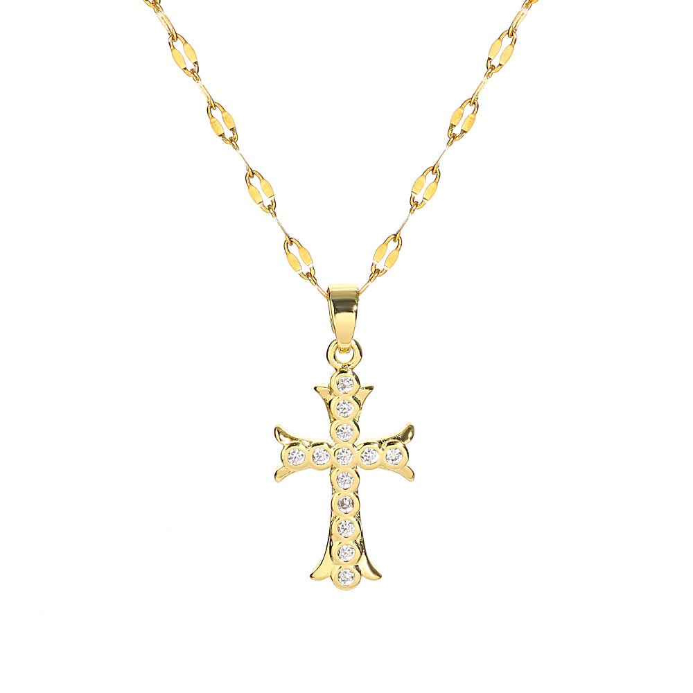 Religious Cross Necklace For Women Men Stainless Steel Chain Necklaces Christian Pendant Collar Pray Baptism Christmas Gift