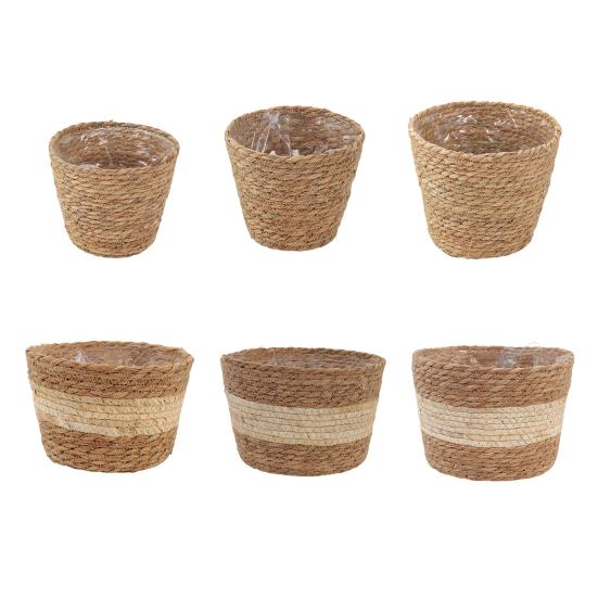 Flowerpot Leak-Proof Mess-Free Hand-Woven Plant Pot Wet Soil Resistant Planter Multipurpose Garden Storage Basket