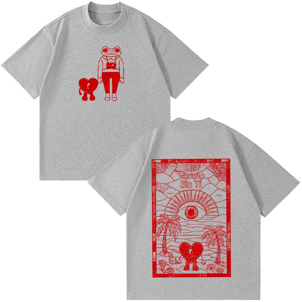Bad Bunny Un Verano Sin Ti Fashion Print Vintage T Shirt Men Women Oversized Tshirt Casual Cotton Harajuku Streetwear Tshirts