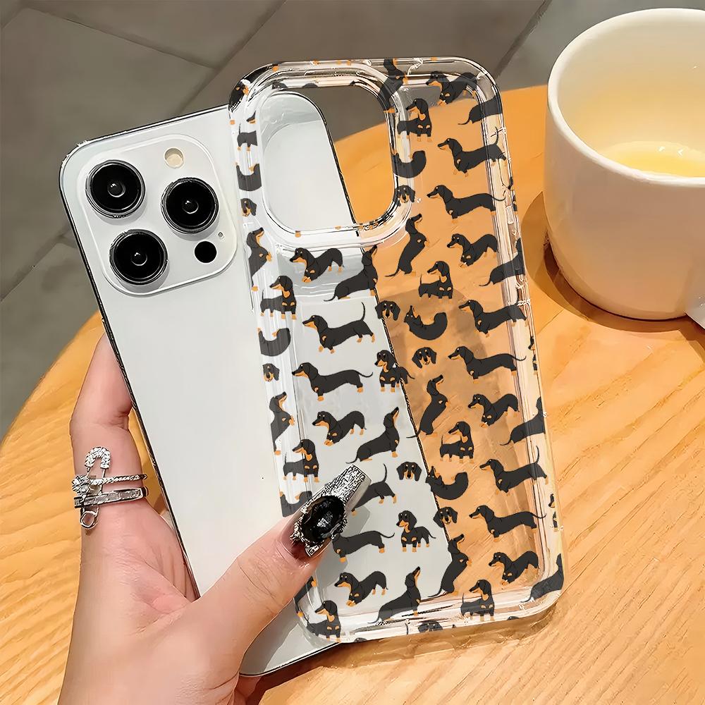 Dachshund Silhouette Dog Phone Case for Vivo Y17s Y78 Y77 Y36 Y35 Y02s V40 V29 V27 S15 4G 5G Pro Airbag Anti Fall Clear Cover
