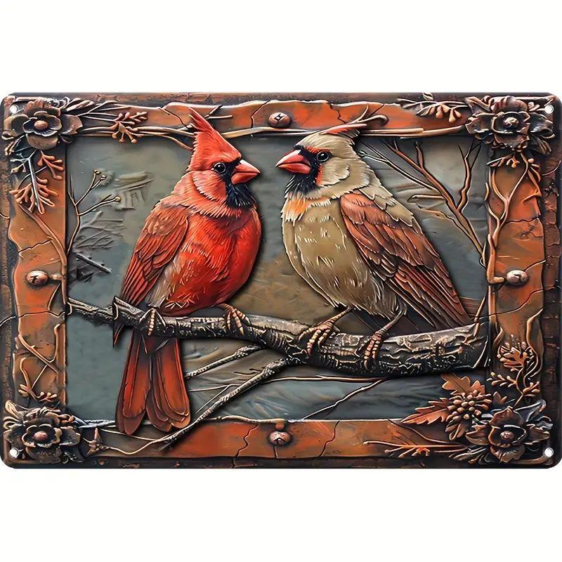 Metal Tin Poster Pastoral Birds Metal Tin Signs Posters Plate Wall Decor for Bars Restaurant Cafe Clubs Retro Posters Plaque