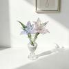 Mini Glass Flower Figurine Hand Blown Small Faux Crystal Carnation/Lily/Peony Flower Bouquet In Vase for Mother's Day Birthday Table Centerpiece