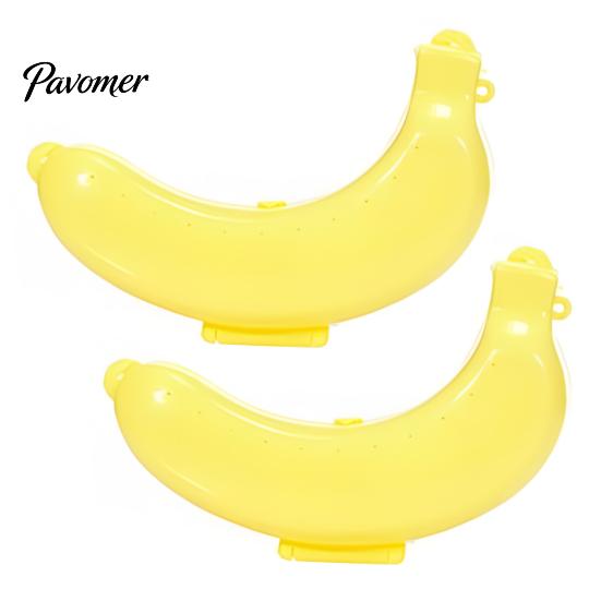 Storage Box 2PCS Banana Box, Food Grade Plastic Protector, with Vent Fresh Keeper Holes Portable Hard Shell Snap Closure Container, for Lunch