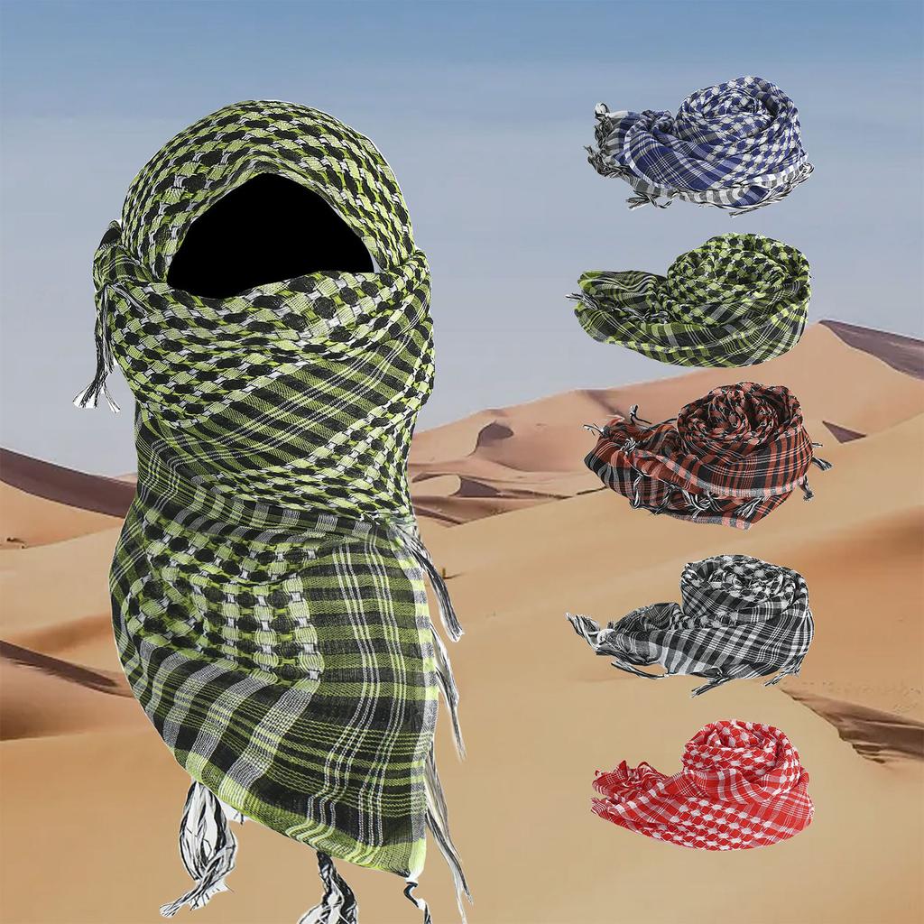 Tactically Male Lattice Print Scarf Hiphop Scarf Lattice Print Turban Multi-purpose Head Wrap Cycling Dustproof Kerchief