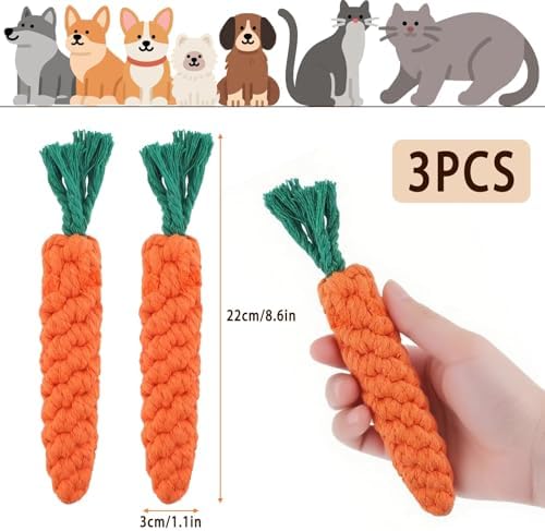 PcvGef 3 Pack Small Dog Chew Toys, 22cm Puppy Teething Toys for Teeth Cleaning & Stress Relief, Interactive Chew Toys for Small Dogs & Puppies