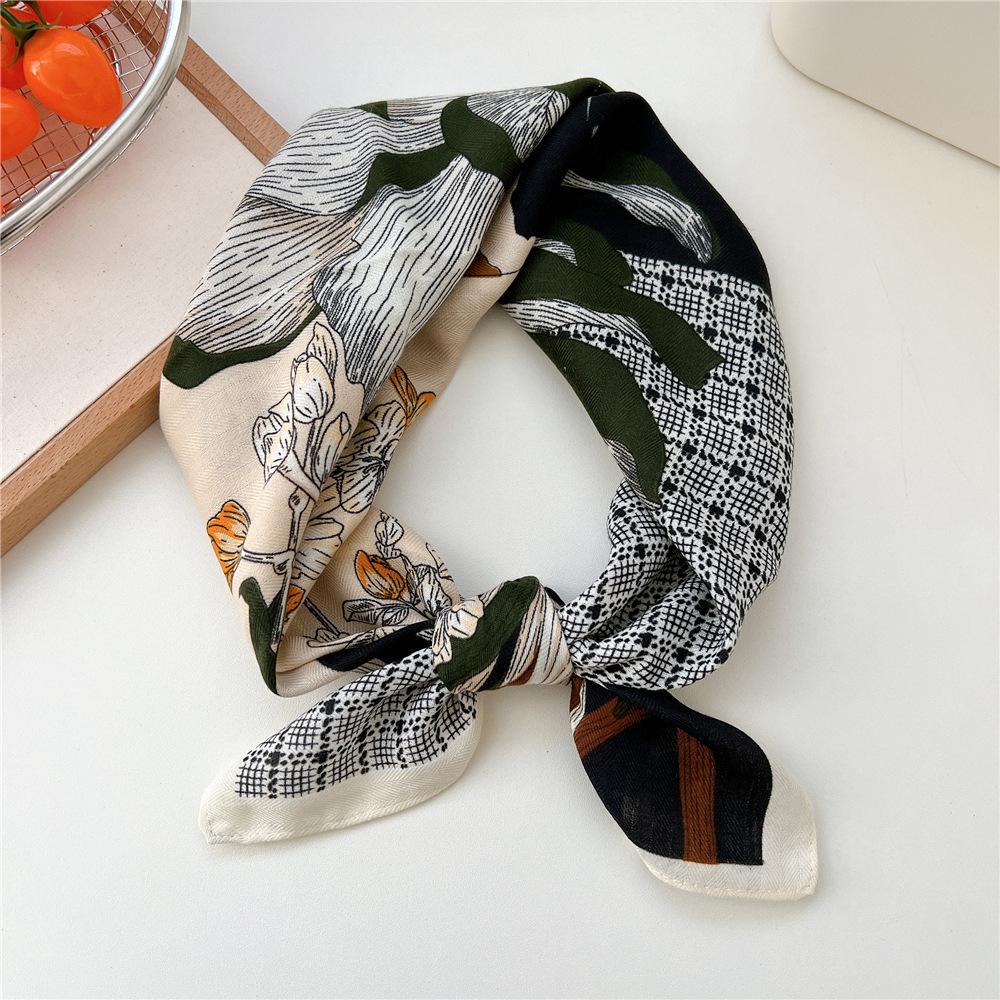 Paisley Flower Print Handkerchief Soft Cotton Linen Head Neck Scarves Hair Scarf Neckerchief Headscarves Square Scarf Headband