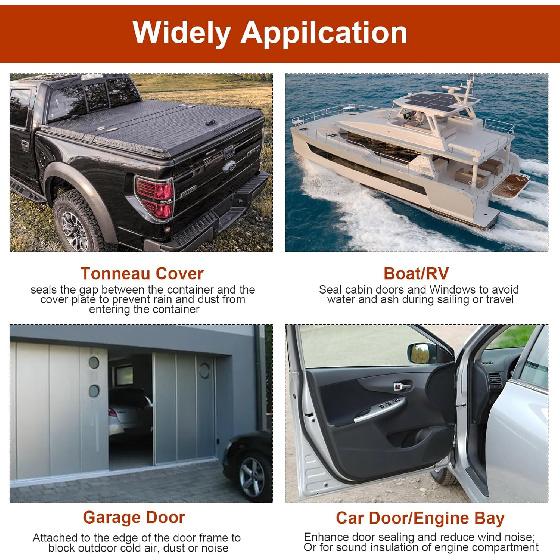 Ribbed Bulkhead Seal Strip 326A0004 3/5 In X 65 In, Tonneau Cover Ribbed Seal Strip Self-Adhesive EPDM Foam Rubber Seal Compatible With RV, Boat,