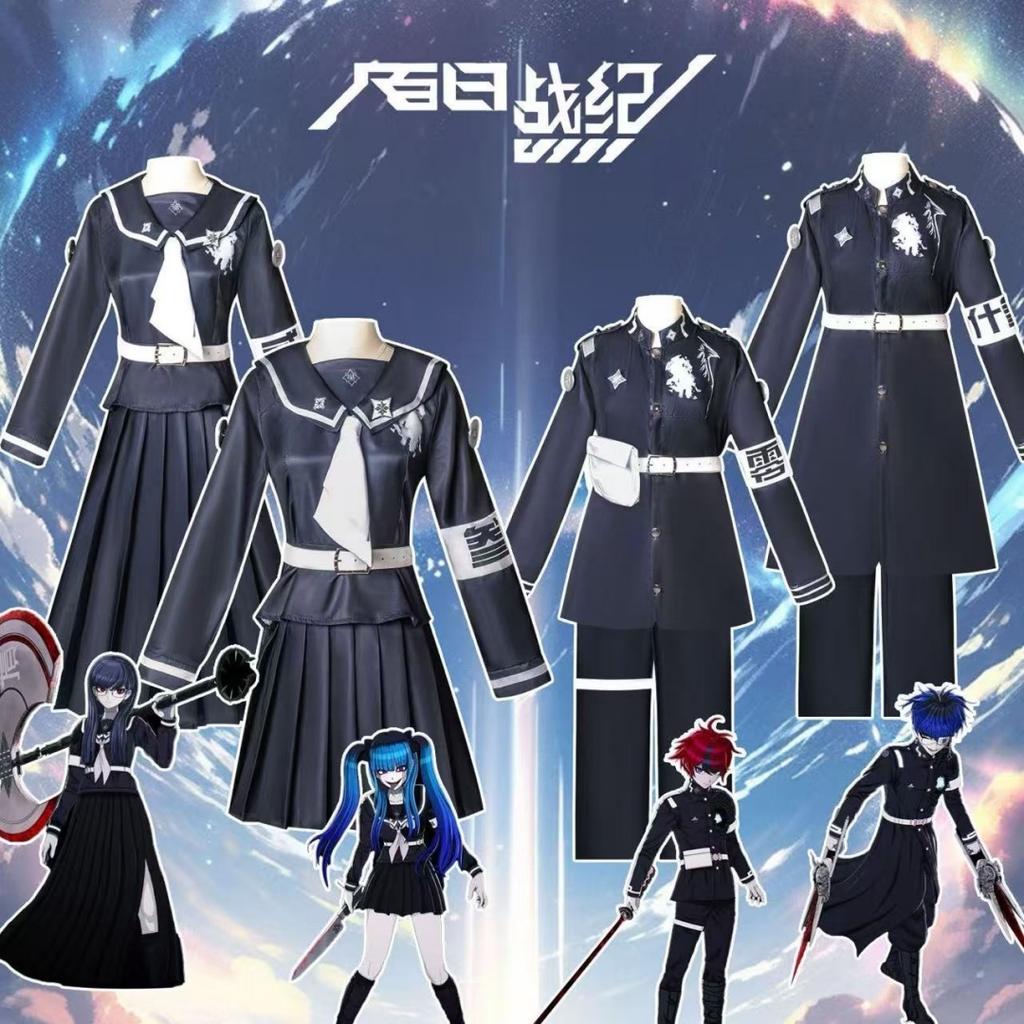 Tsukumo Kako Sizuhara Hiruko Damenmantel-Kleid-Set Cosplay Kostüm Anzug Die Hundert Cos Linie -Letzte Verteidigungsakademie Halloween Anzug