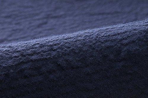 Watano Sato (Cotton Village) Men's Monpe (traditional Japanese Work Pants) - Kurume Chichimi Weave Easy Pants (Size L, Navy Solid)