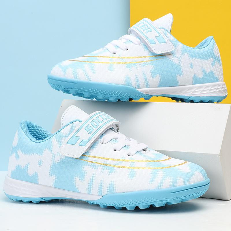 

New children s broken nail football shoes boys and girls flat non-slip primary and secondary school sports shoes Velcro football 30
