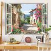 Fundal stradal mediteranean 2D colorat cu flori pentru perete