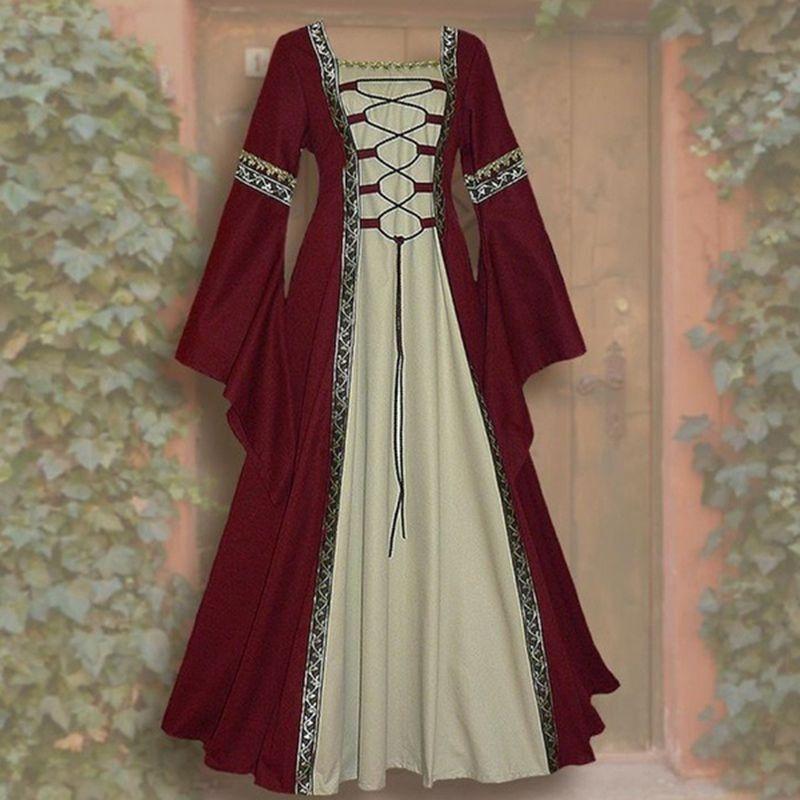 Vintage Gothic Renaissance Dress With Long Sleeves For Women's Cosplay Costume