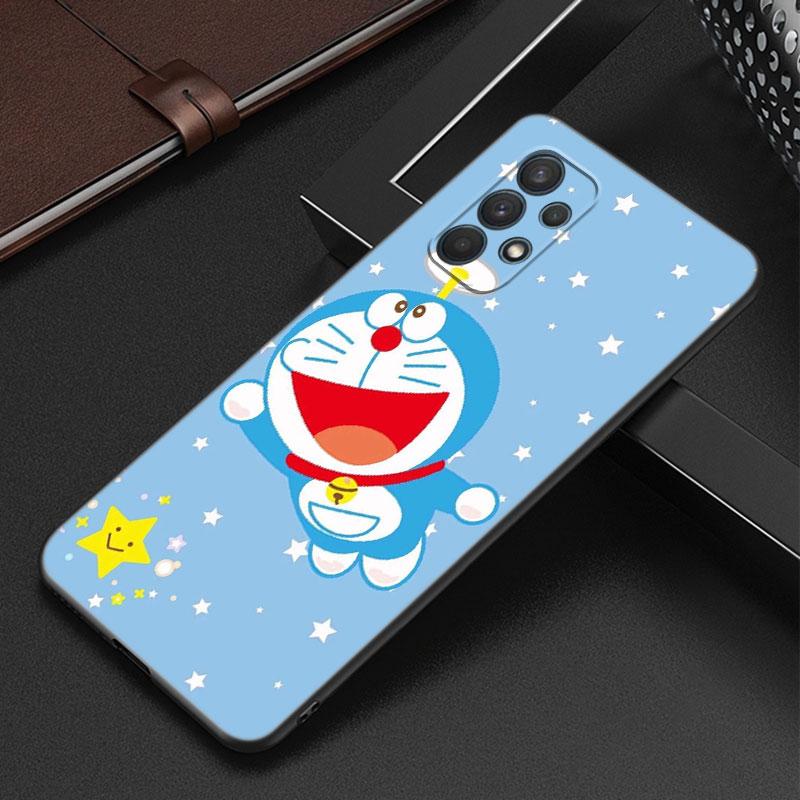 Cute Doraemon Moon Phone Case For Samsung Galaxy A12 A22 A31 A32 A50 A51 A70 A71 A72 A11 A21S A02S A10S A20S A30S A52 S 5G Cover