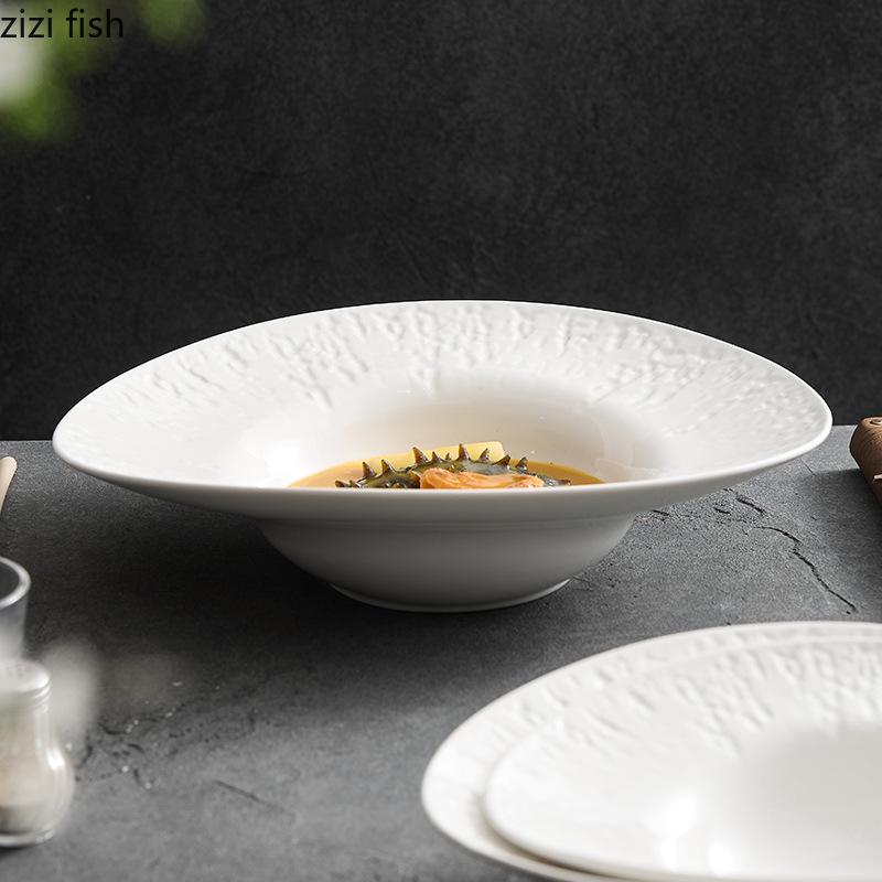 Assiette Chapeau de Paille en Céramique Bol à Salade Assiettes à Dîner Bol à Dessert Plateau à Fruits Bols à Soupe Bols à Eau Sucrée Assiette à Steak Style Occidental