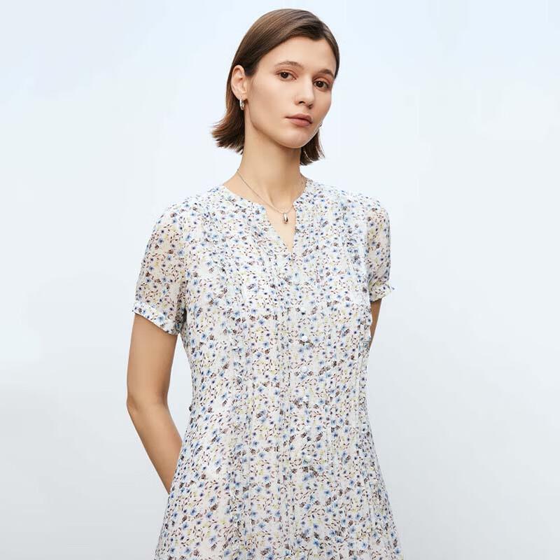 JESSIE Elegant Chiffon Printed Waist-cinching Dress