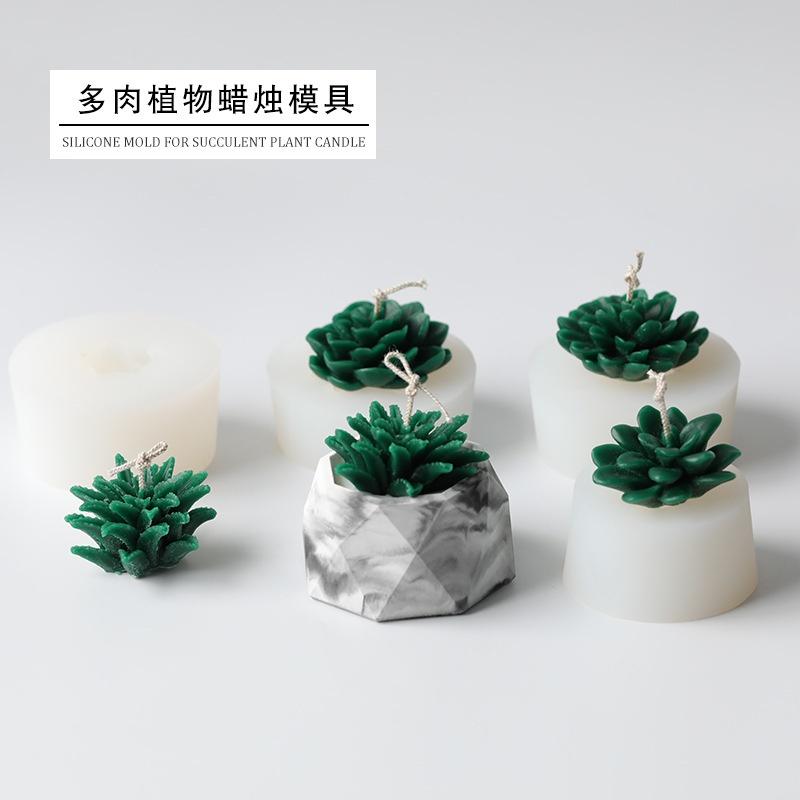 3D Succulent Plants Candle Mold Cactus Silicone Mold Candle Holder Mold Gypsum Plaster Silicone Mould Candle Mould