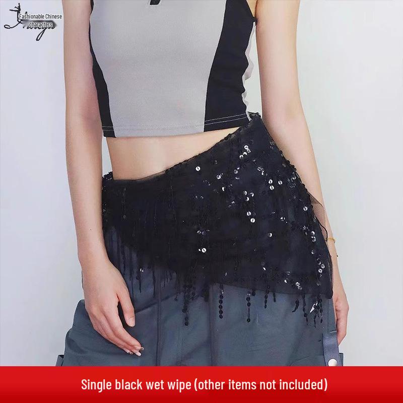 Trendig Paljetttofs Höftscarf - Mångsidigt Midjeaccessoar för Jazz- & Streetdans