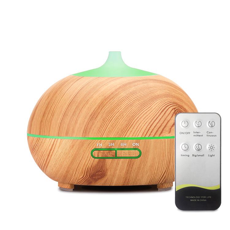 Ultrasonic Wood Grain Aroma Diffuser with Remote & 7-Color LED for Bedroom