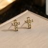 New Zircon Cross Stud Earrings Piercing Jewelry for Women with Hypoallergenic & Simple Style Gift