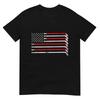 Hockey Stick USA Flag Faded Hockey Player T-Shirt