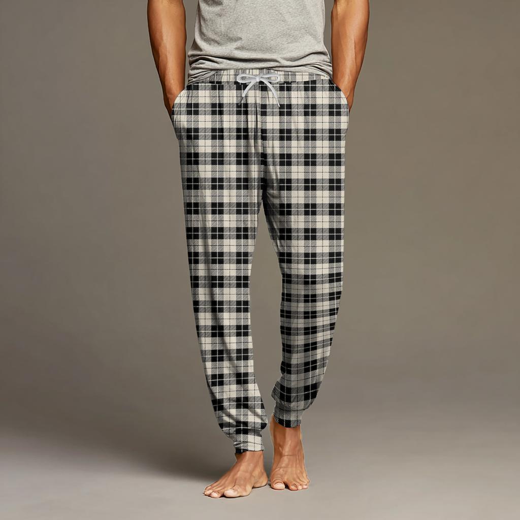 Men's Drawstring Pocket Cuffed Casual Pants Home Sleep Pants