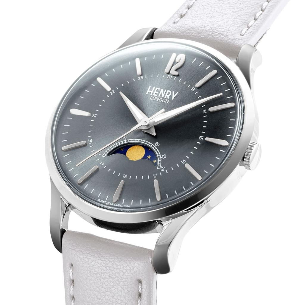 Watch APPLE LEATHER Blue Dial Stainless Steel Windshield Quartz 34MM London Watch Brand Apple Leather [Henry London] HL34-LM-0377-AL [Item]