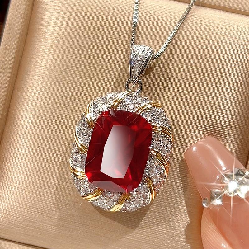 Jewelry Copper Bottom Gold-Plated Simulation Bird Red Corundum Temperament Jewelry Set Female 12 * 16
