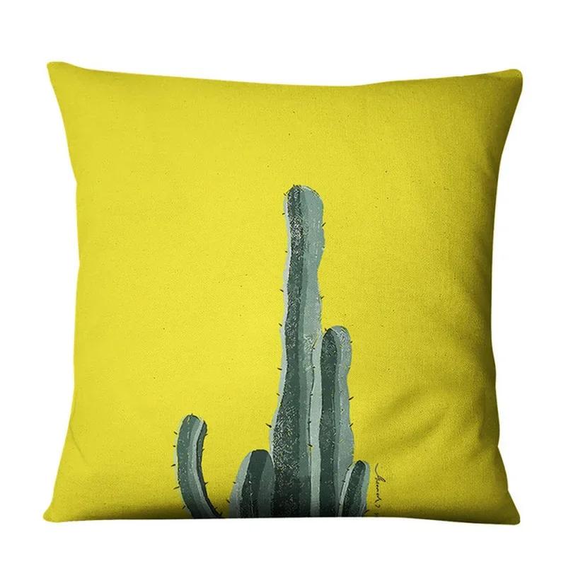 Succulent Cactus Pattern Square Soft Pillowcase Home Bedroom Hotel Car Decoration, And Comfortable Customizable