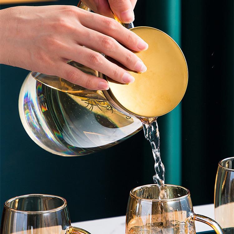 New High Borosilicate Glass Amber Cool Water Bottle for Household Large Capacity Colorful Juice Drink Kettle Cool White Tea Pot