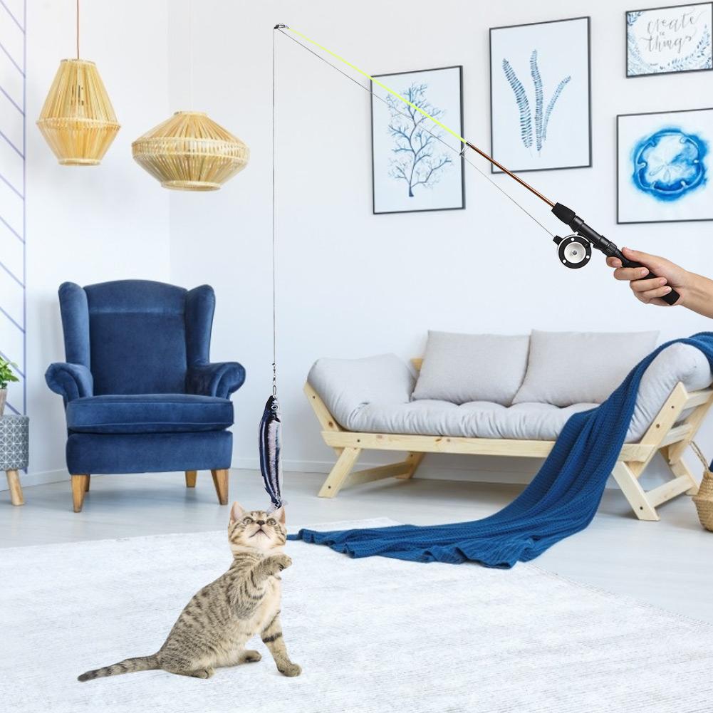 Plastic Simulation Telescopic Pet Cat Funny Teaser Dangler Rod Stick with Catnip Interactive Training Toy
