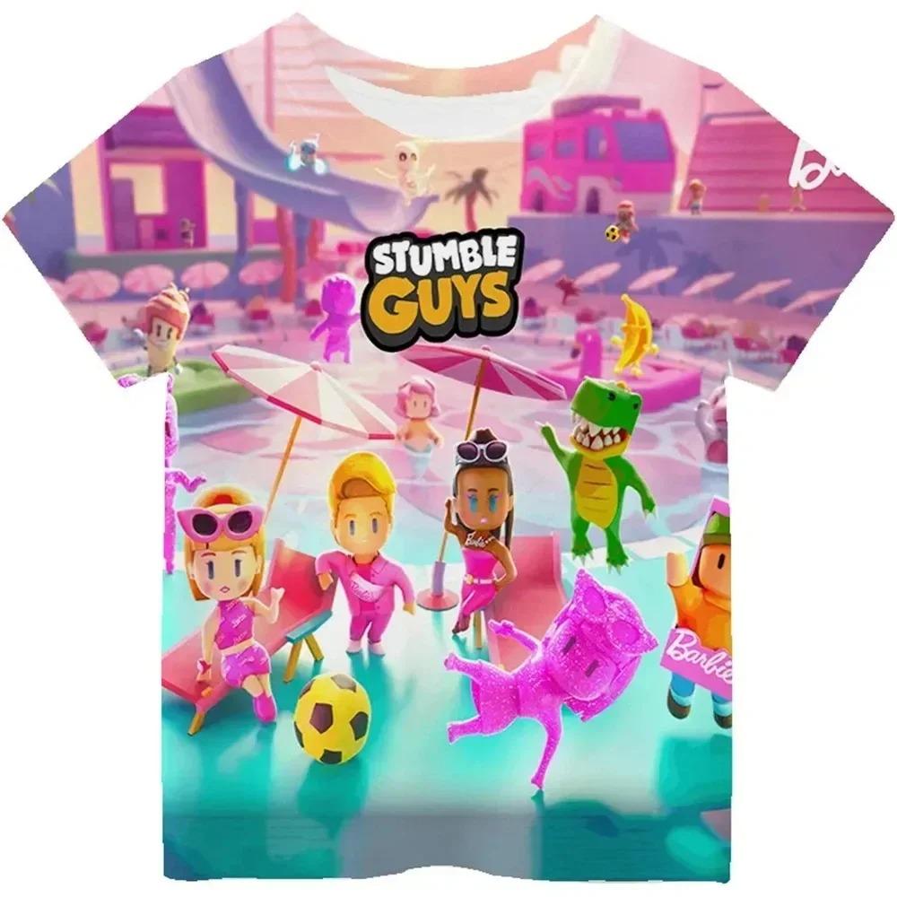 2025 Camiseta Infantil Impresa en 3D Stumble Guys Niños Niñas Camisa Harajuku Dibujos Animados Divertida Camiseta Chico Tops Miércoles Ropa Infantil