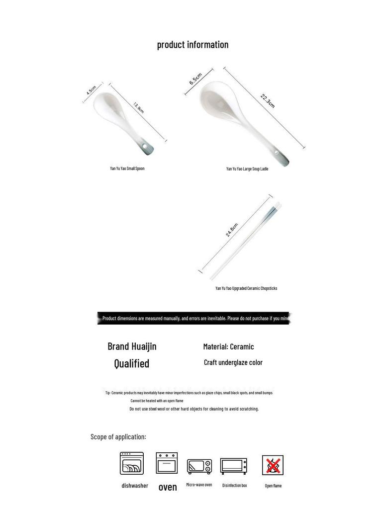 Simple Ceramic Long-handled Soup Spoon and Chopsticks Set for Home and Restaurant Use