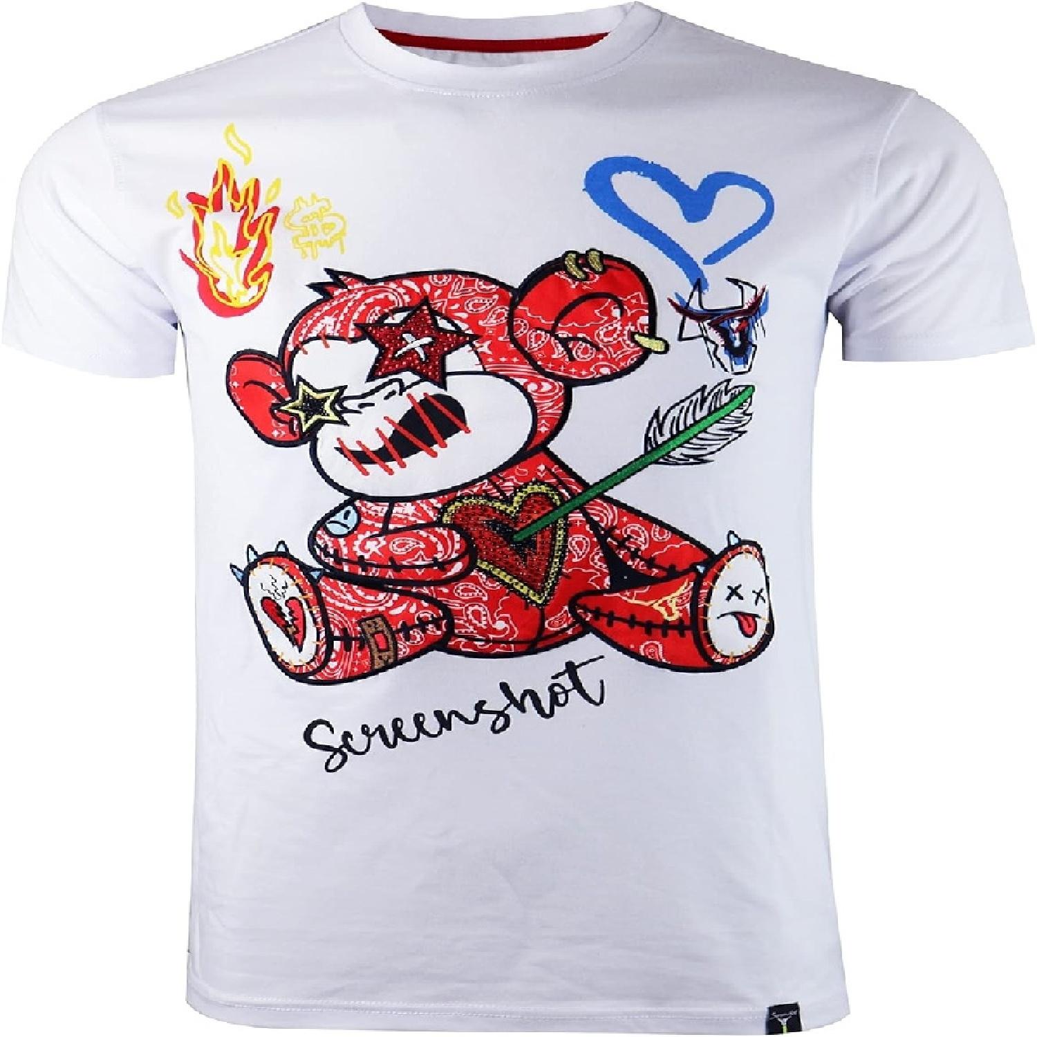 

SCREENSHOT Mens Hipster Hip-Hop Premium Technique Designer Tees - Stylish Urban Streetwear Latest NYC Fashion T-Shirts, S1167-white_Red, Medium XXXXXL білий