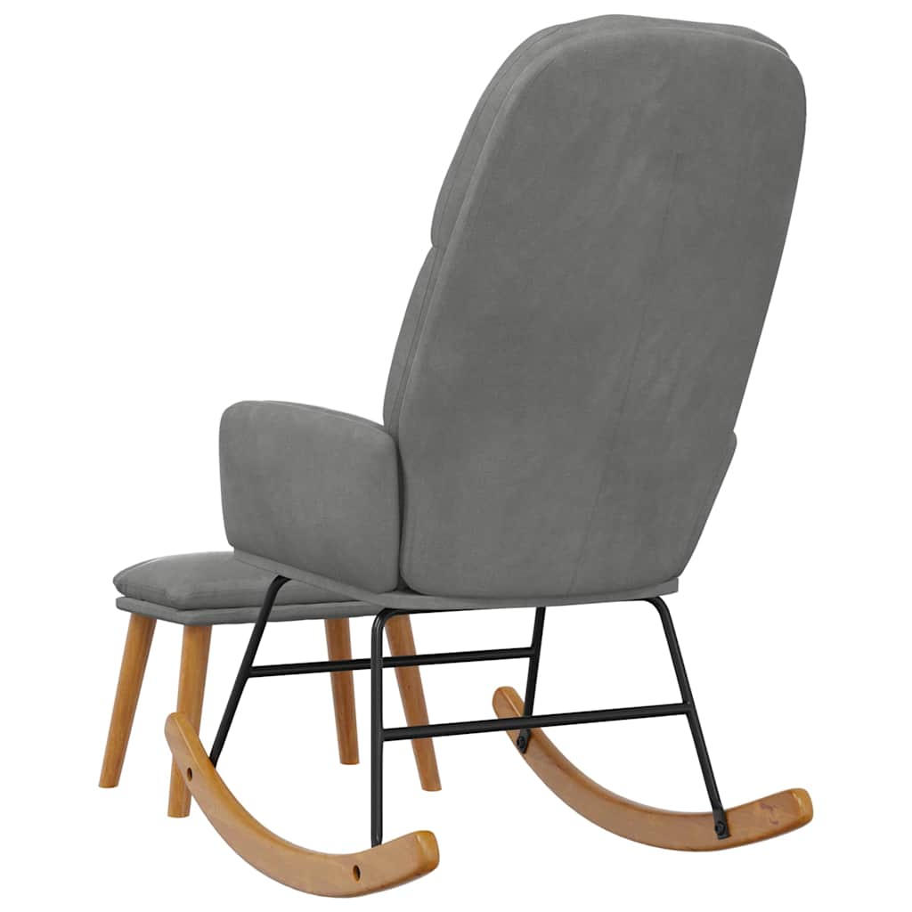 Rocking Chair with Footstool Dark Grey Velvet