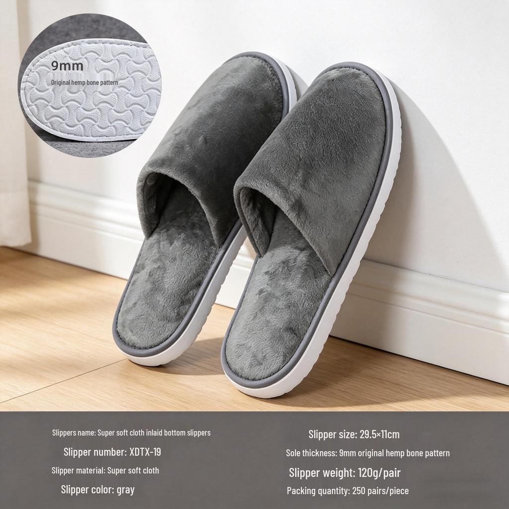 Star Hotel Disposable Non-Slip Slippers for Bed & Breakfast, Guest Room, Beauty Salon, Club House, and Home.