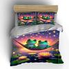 Frog Hammock Sunset Decor Soft Comfortable Duvet Cover Bedding Set Included 1*Duvet Cover & 2*Pillowcases Gift