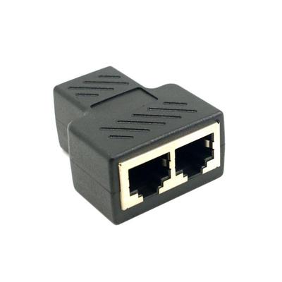 Adaptador Conector RJ45 de Uno a Dos con Blindaje Cable Extensor Triple de Red