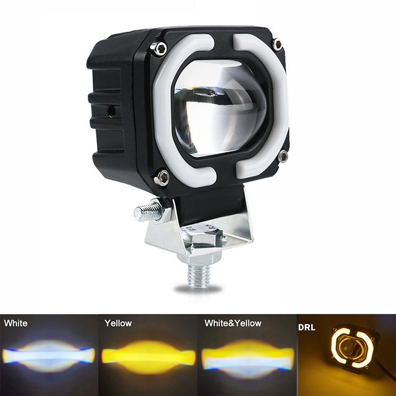 Moto Angel Eyes Driving Lamps Spotlights 3 Build-in Mode Motorcycle Universal Headlight Auxiliary LED Running Lamp