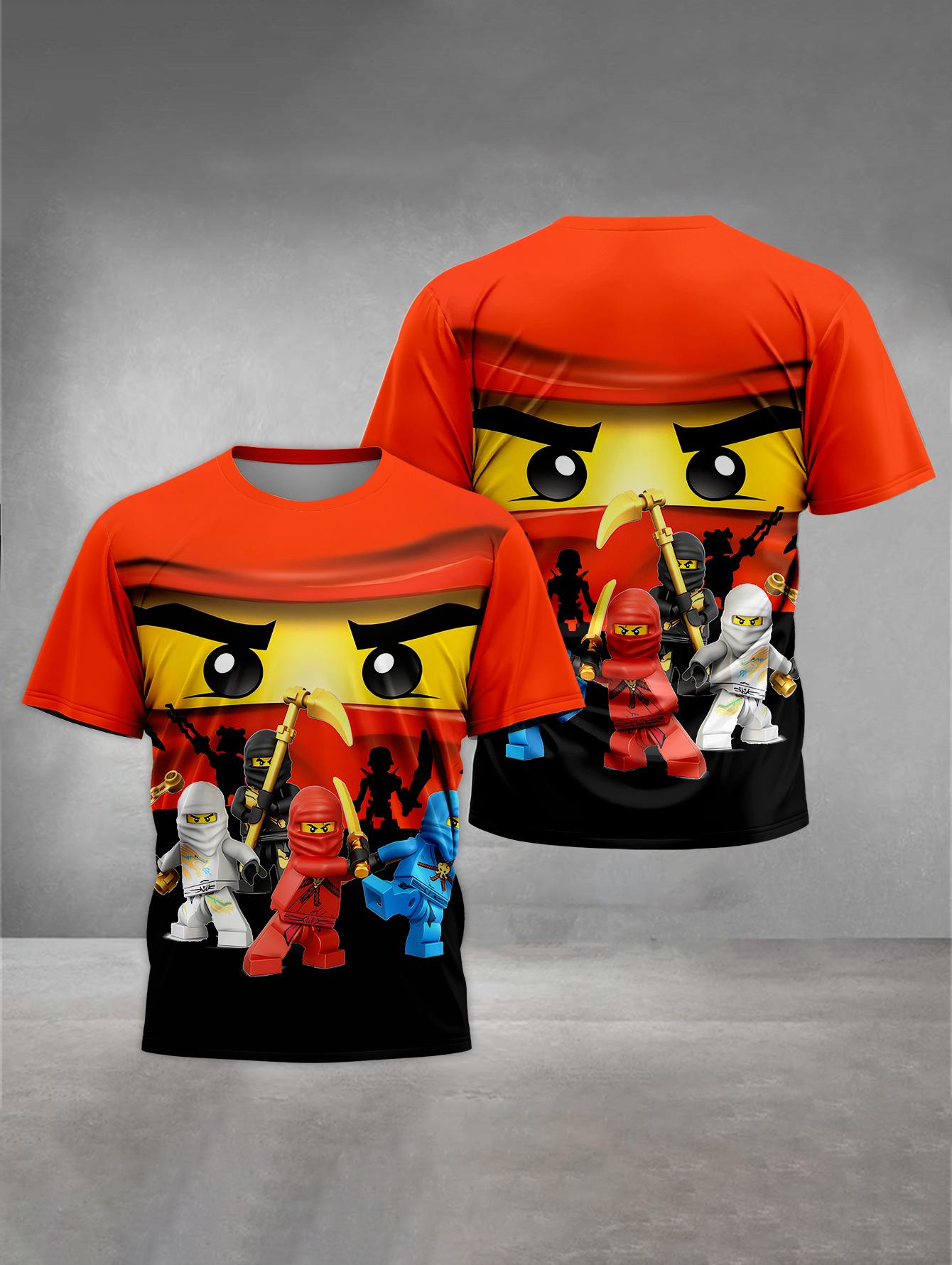 

MINISO Print Детская одежда от 4 до 14 лет, мужская верхняя одежда для детей с мультяшными играми, футболка для мальчиков и девочек, топы, рубашки - NN-Ninjagos 110