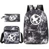 Large Capacity Schoolbag with Shoulder Strap; Student Three-piece Pencil Case Set