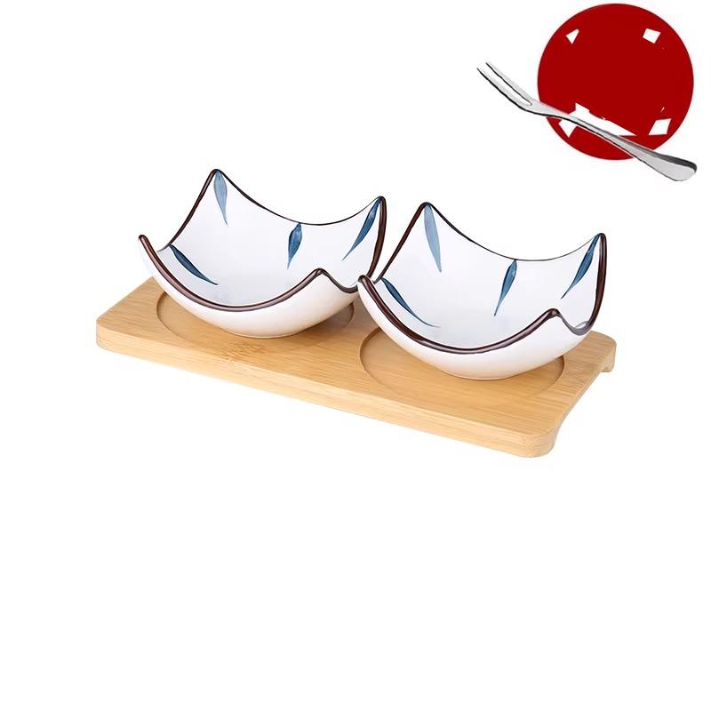 

BEPAN 1PC Oriental Retro Compartment Dried Fruit Nut Plate Zen Chinese Style Fruit Snack Dish for Winter Tea Ceremony