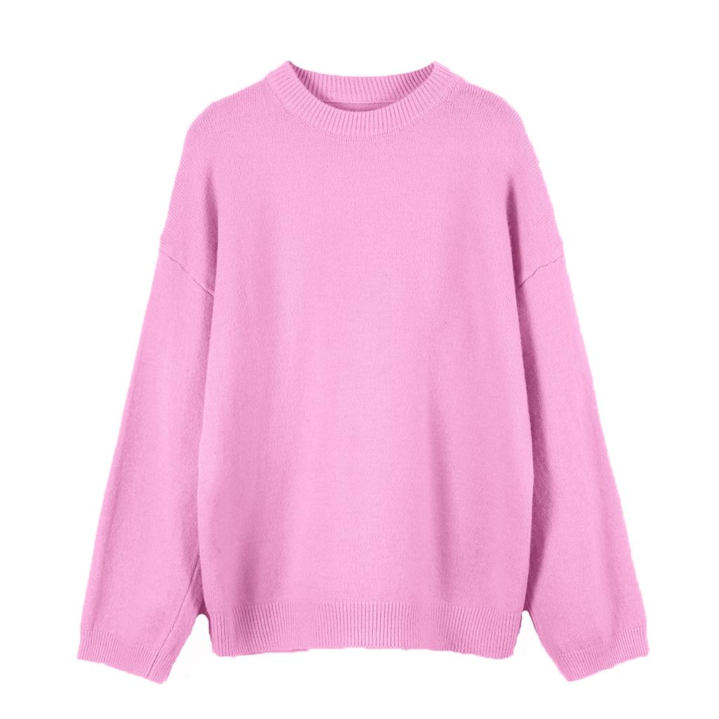 American Lazy Soft Waxy Gray Pullover Sweater Women's Autumn and Winter Loose Thickened Sheep Wool Crew Neck Knitted Sweater