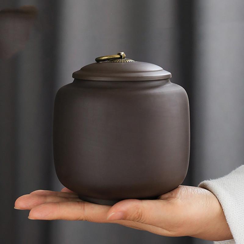 

Vintage Purple Clay Tea Caddy Household Storage Moisture-proof Jar High-grade Pu er Tea Container Chinese Tea Accessories 10.8x9.9cm