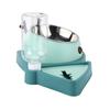 Pet Food Feeder and Automatic Water Dispensers Set with Detachable Stainless Steel Bowl for Small Medium PetsAgate Green