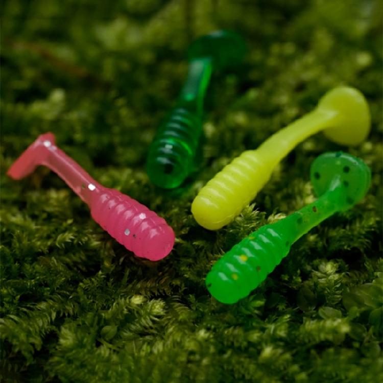 50Pcs Paddle Tail Swimbaits Soft Fishing Lures for Trout Artificial Baits Fishing Lures Swim Baits 1.5cm